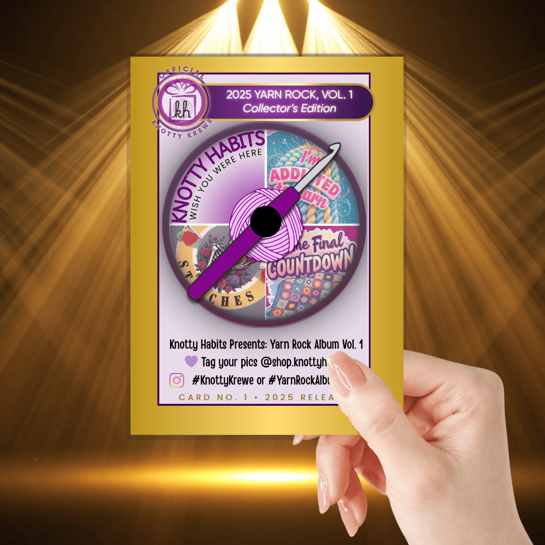 Yarn Rock Collector’s Tour Card – free crochet collectible with 200 available