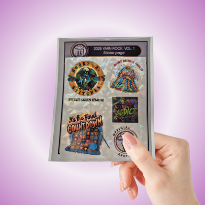 Yarn Rock Collector’s Edition Sticker Page (Vol. 1) – Knotty Habits Limited Collectible for Crochet Lovers